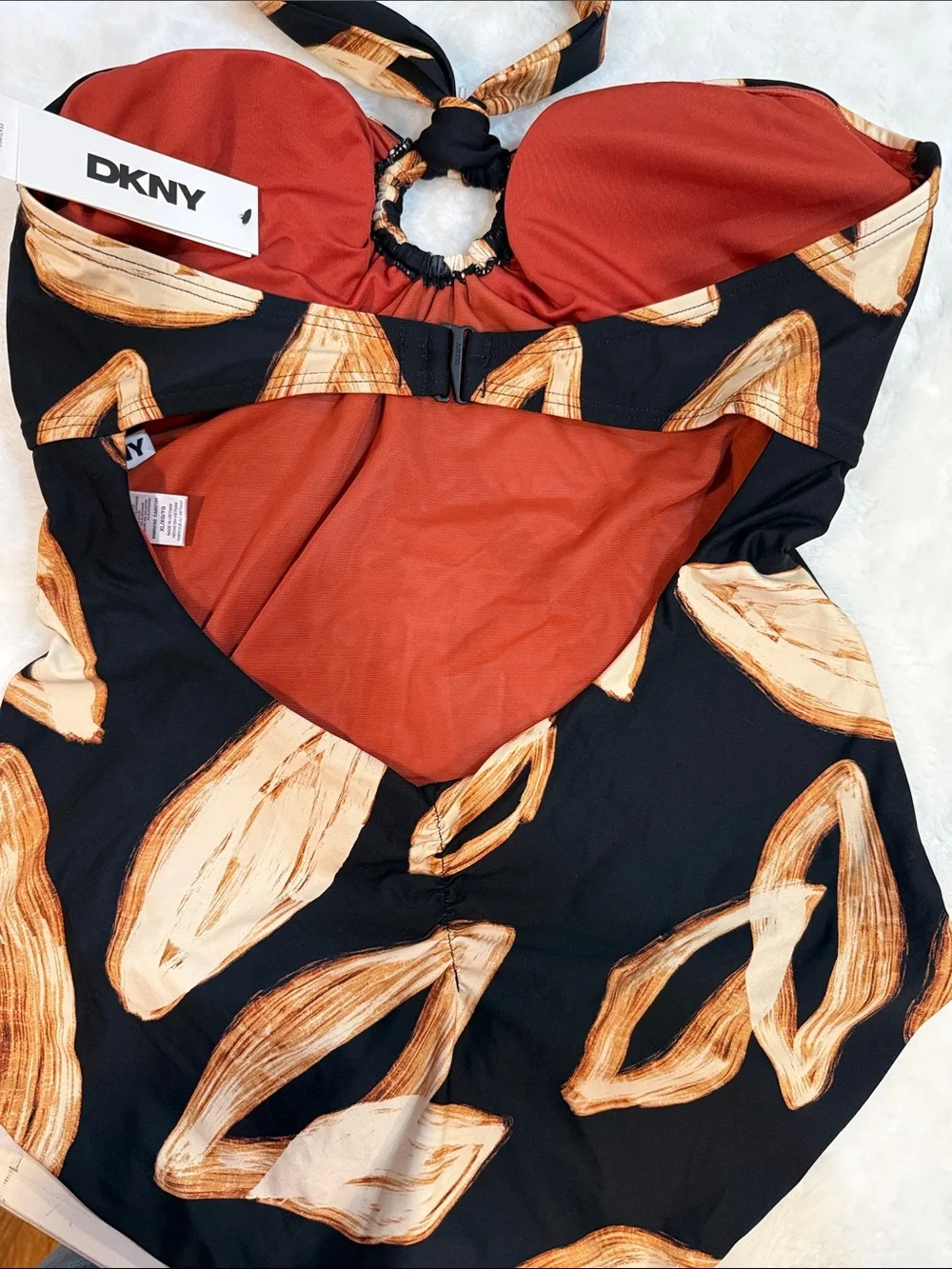 🖤🤎 NWT - DKNY One-Piece Swimsuit XL NWT Halter Tummy Control Designer Swimwear - Picture 5 of 6